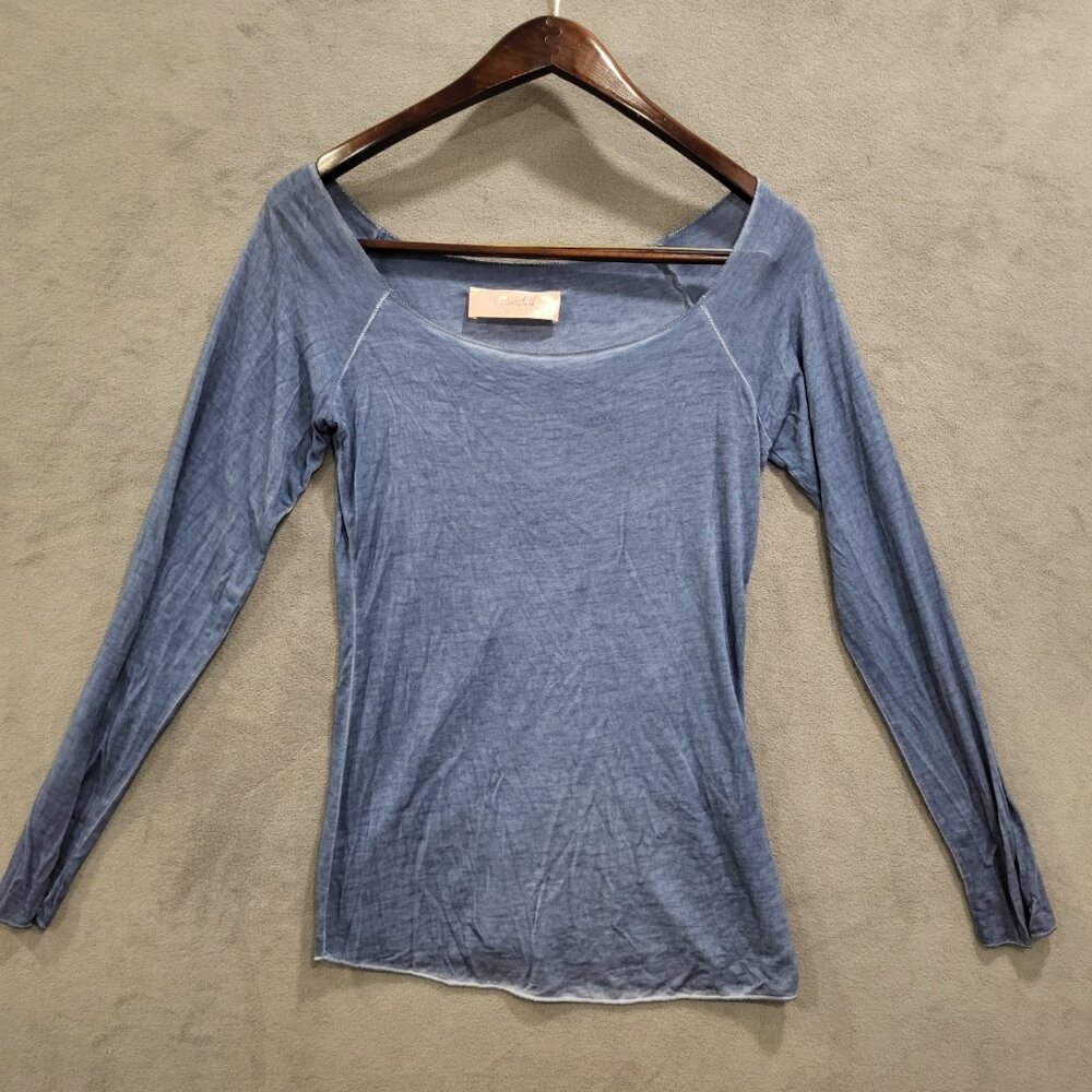 Scandal Tunic Top Women's Size S/M Blue Made in Italy Jersey‎ Shirt Scoop Neck